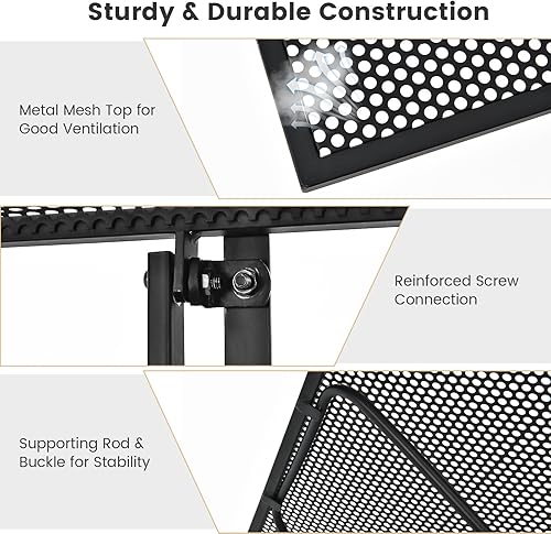 Miniatura 4 de Giantex Mesa colgante plegable para exteriores, mesa de barandilla de balcón con altura de 5 niveles, revestimiento antioxidante, se adapta a