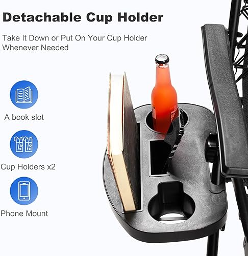 Miniatura 4 de Nazhura Juego de 2 sillas reclinables relajantes para patio, sillas de playa ajustables de malla de acero de gravedad cero con almohada y portavasos