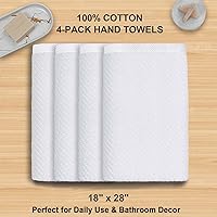 Vista 4 de VOOVA & MOVAS White Hand Towels - 100% Cotton Lightweight Thick Quick Dry Soft Absorbent, 4 Pack Large 18" x 28", Bath Hand Towels for