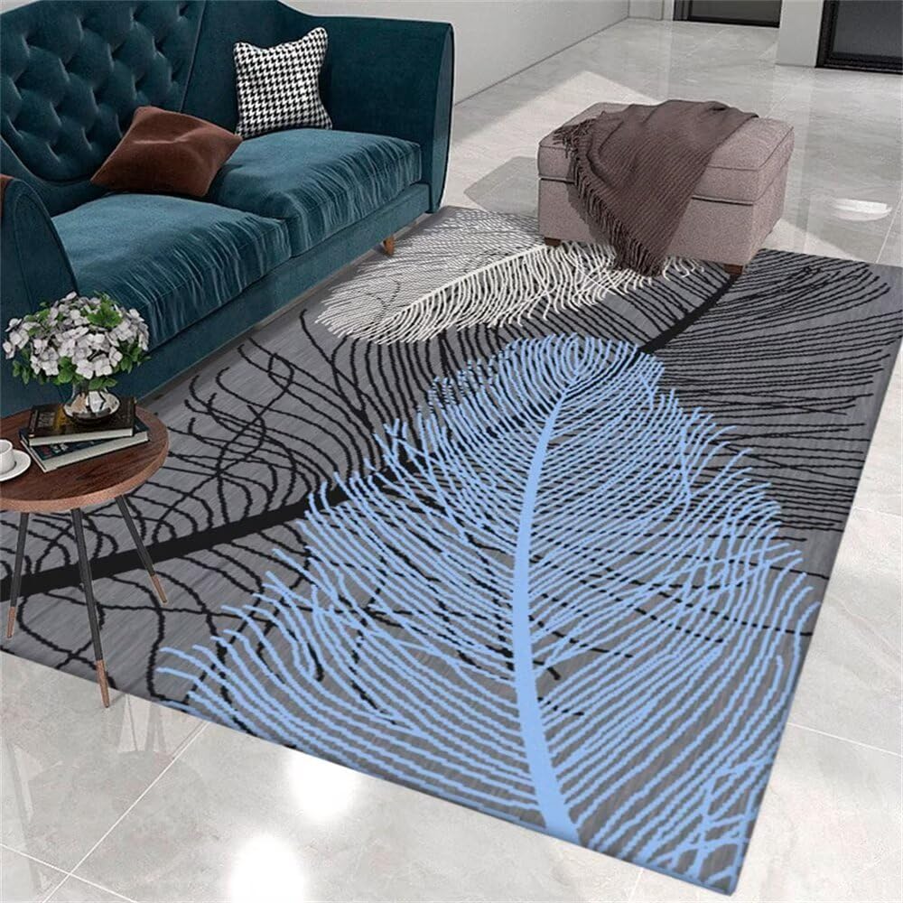 Tapis lavable en machine grand format 140x180cm durable salon gris