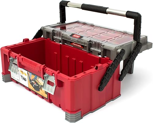 Miniatura 5 de Keter 17187311 Caja de herramientas que incluye caja de herramientas en voladizo serie Master Pro Series de 22 pulgadas de plástico rojo