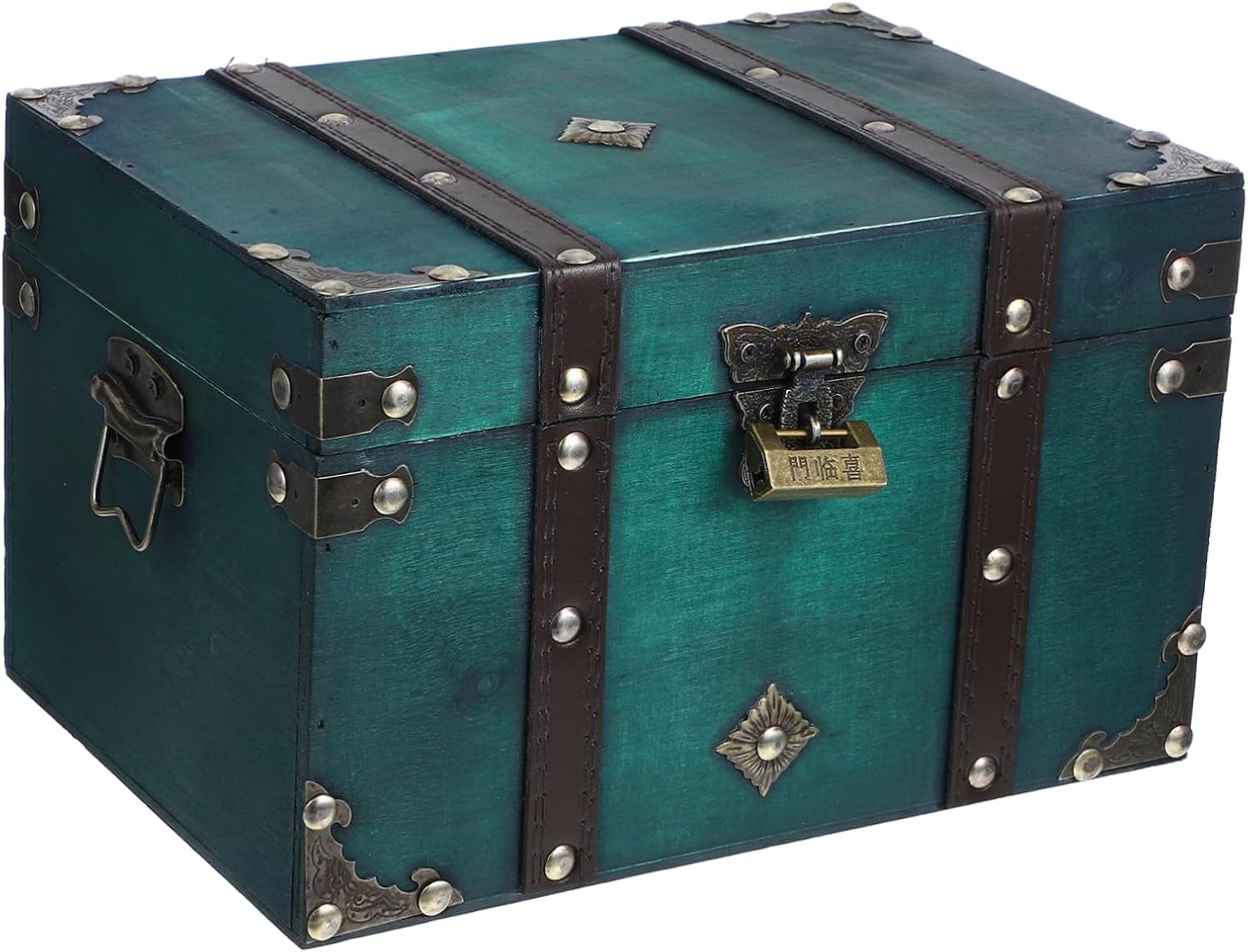 CHILDWEET Wooden Treasure Chest Jewelry Storage Case Vintage-style Decorative Trinket Box for Earrings Necklaces and Bracelets for Home As Unique