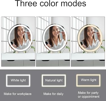 Alivio Hollywood Dressing Table Set with Stool & LED Oval Mirror - Glam Vanity Makeup Table 81 x 41 x 133cm (Grey)