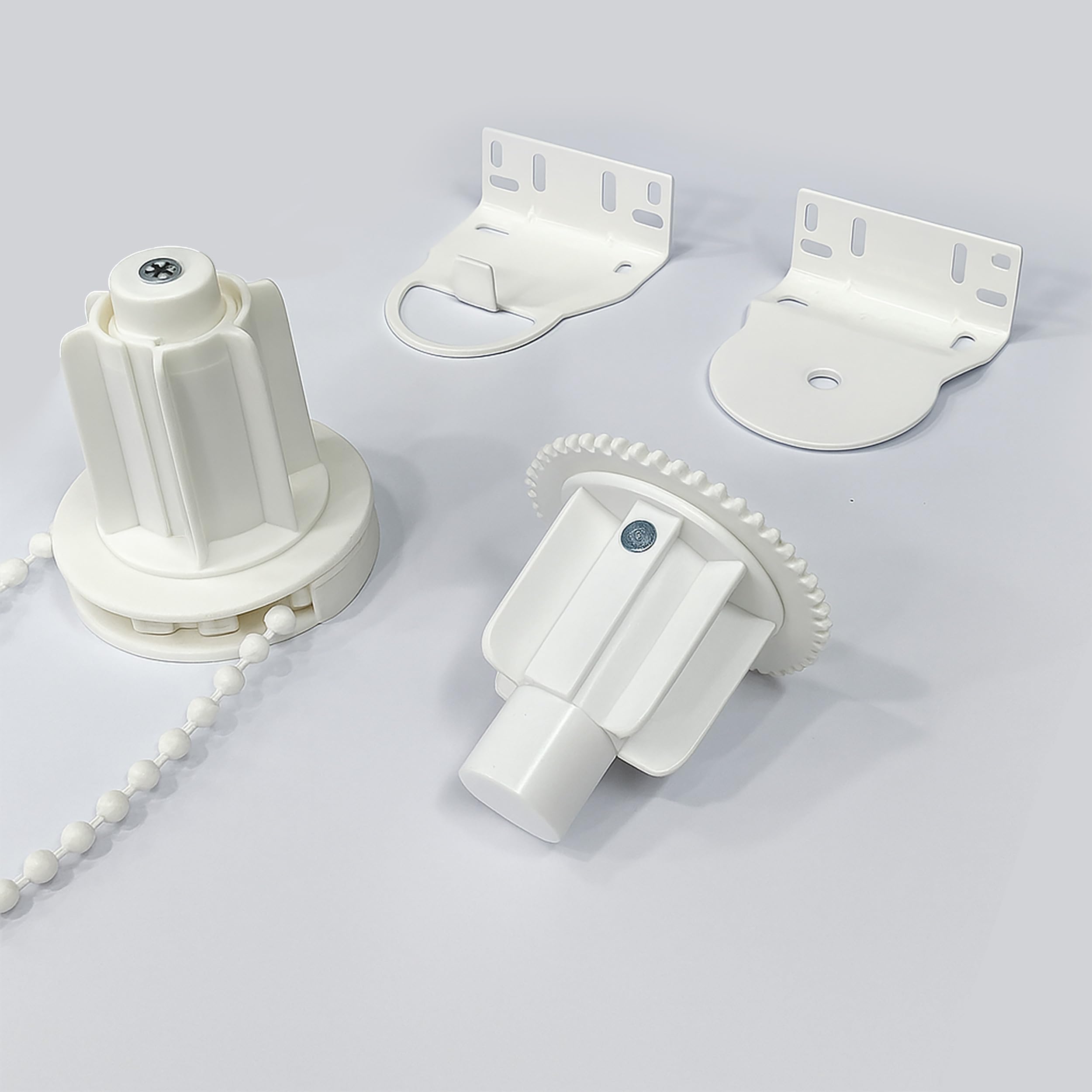 Roller Blind Component Includes Brackets, Control Unit with Beaded Chain, end Cap of Bottom Rod, Screws & Wallplugs Included, Standard Size - 38mm