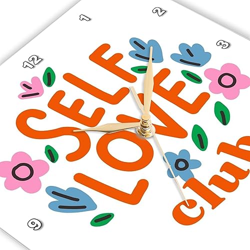 Miniatura 3 de 3dRose Wall Clock Silent - 15 inch - Self Love Club Retro Rosette - Attitude