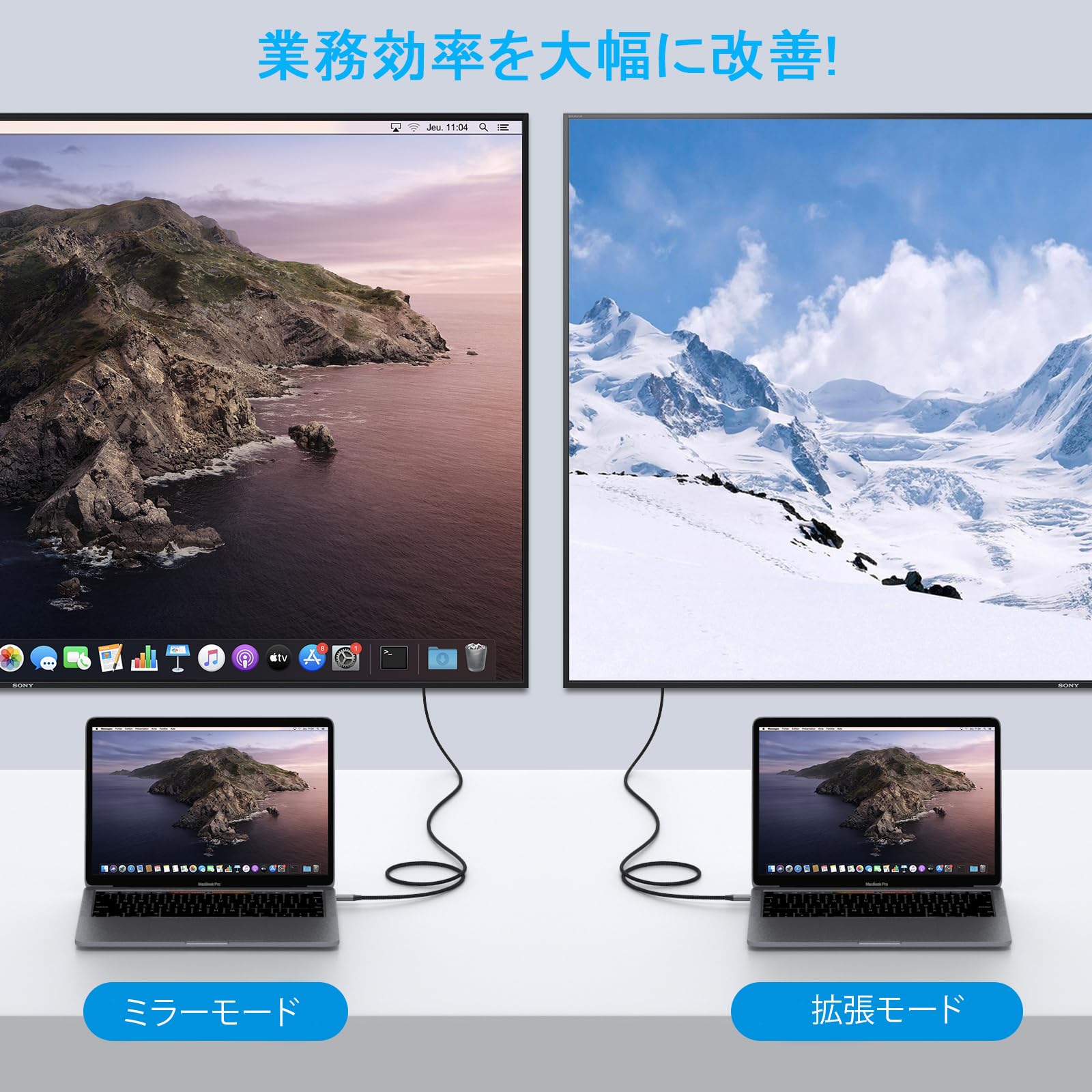 Amazon.co.jp: 2026新登場 USB Type C HDMI 変換ケーブル 2M 4K@60Hz 