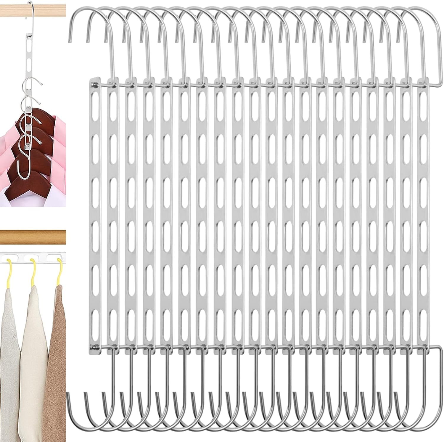 20 Pieces Space Saving Metal Collapsible Hangers for Heavy Clothes, Closet Space Savers Metal Hanger Organizer for Dorm, Room Essentials Storage