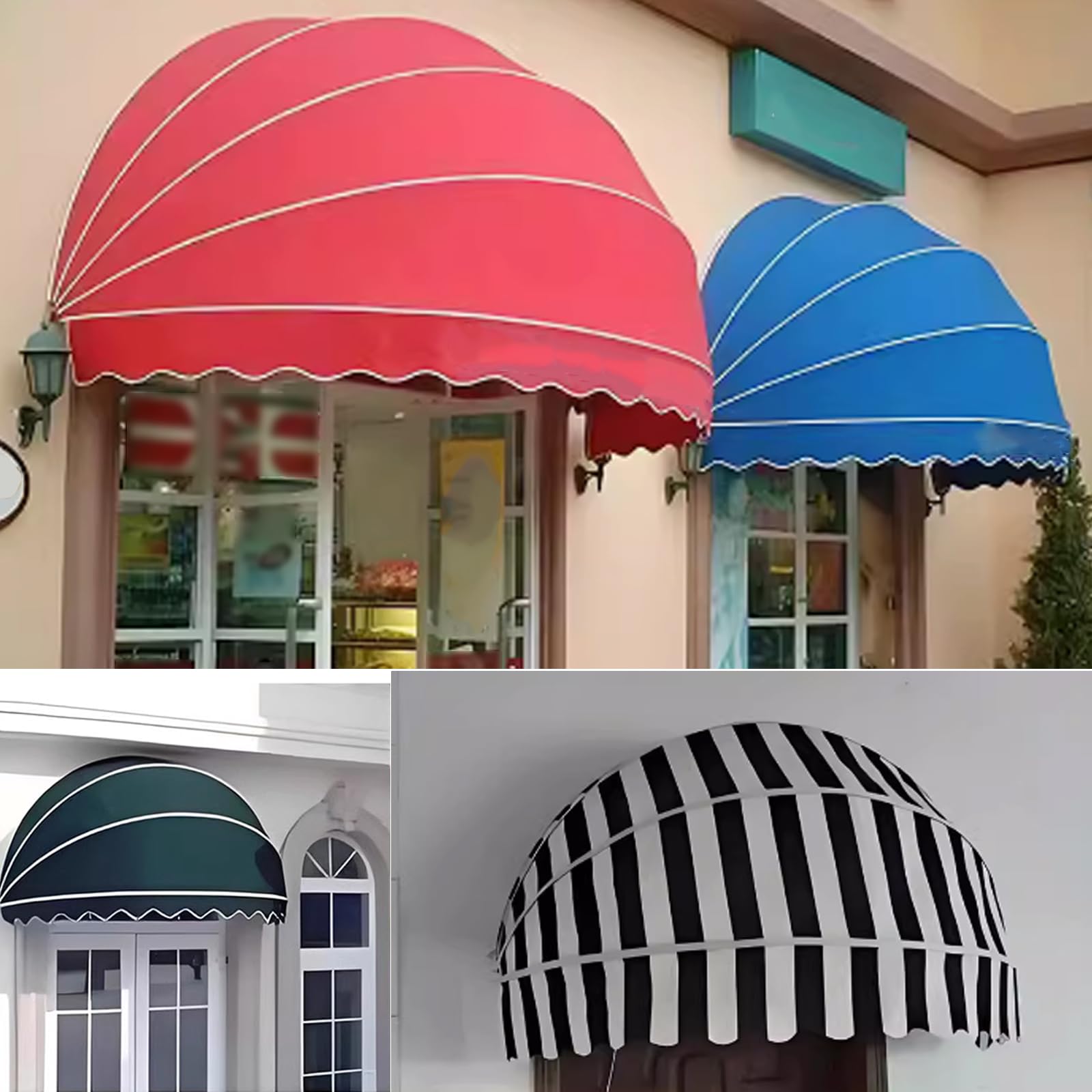Tenda Cappottina da Sole per Esterno,Pieghevole Tettoia per Porta a Cupola,Tenda da Sole per Finestra Anti-UV,Riparo Retrattile,per Portico Patio,Completamente Assemblata (Diameter:150cm/59in,Green)