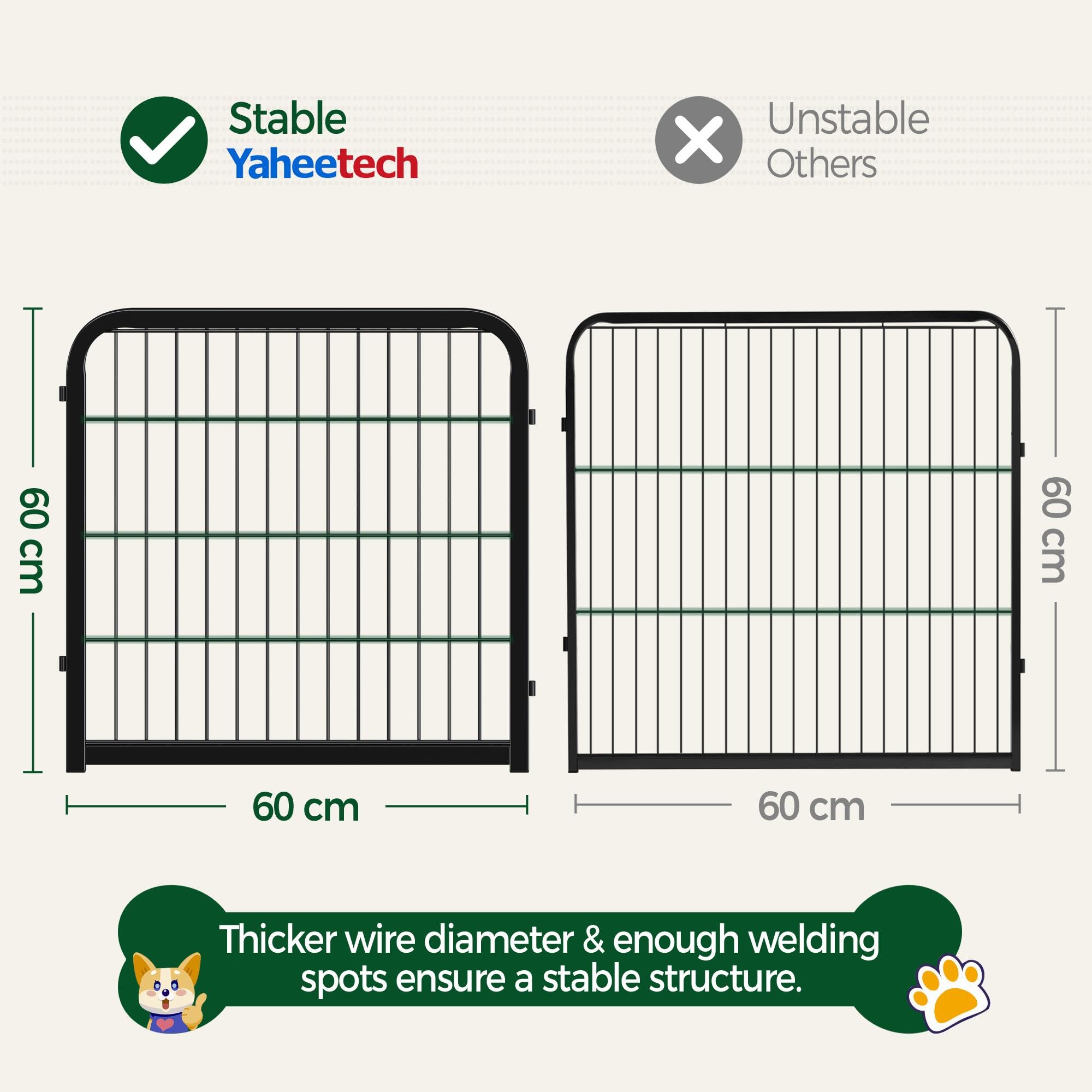 Yaheetech Parque para Perros 8 Paneles 60cm Alto Valla Plegable para Cachorros