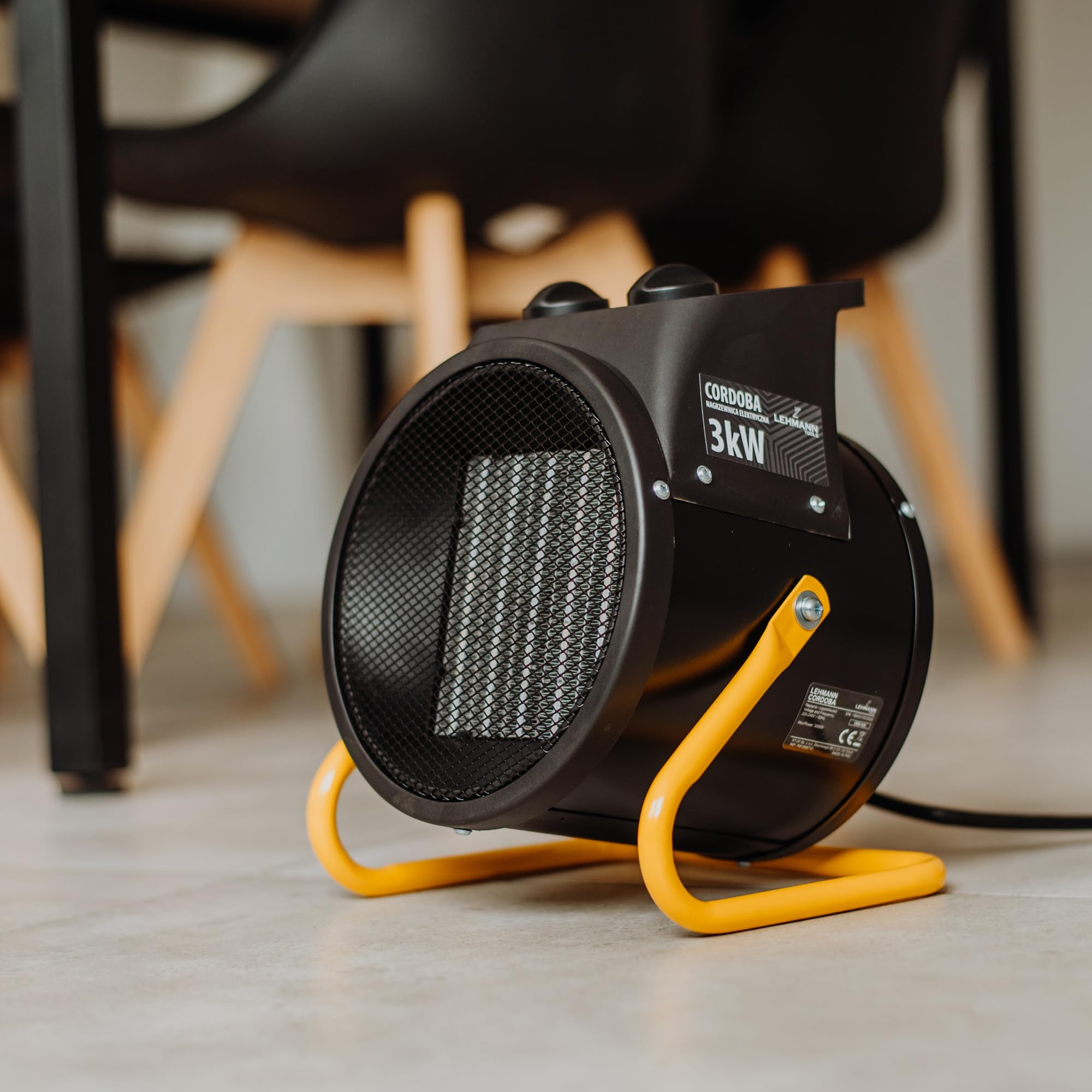 LEHMANN Termoventilatore Elettrico Ceramico, Riscaldamento Rapido 3000 W, 3 Livelli di Potenza, Funzione Aria Fredda, Termostato, Protezione dal Surriscaldamento, Ideale per Casa, Officina e Cantiere