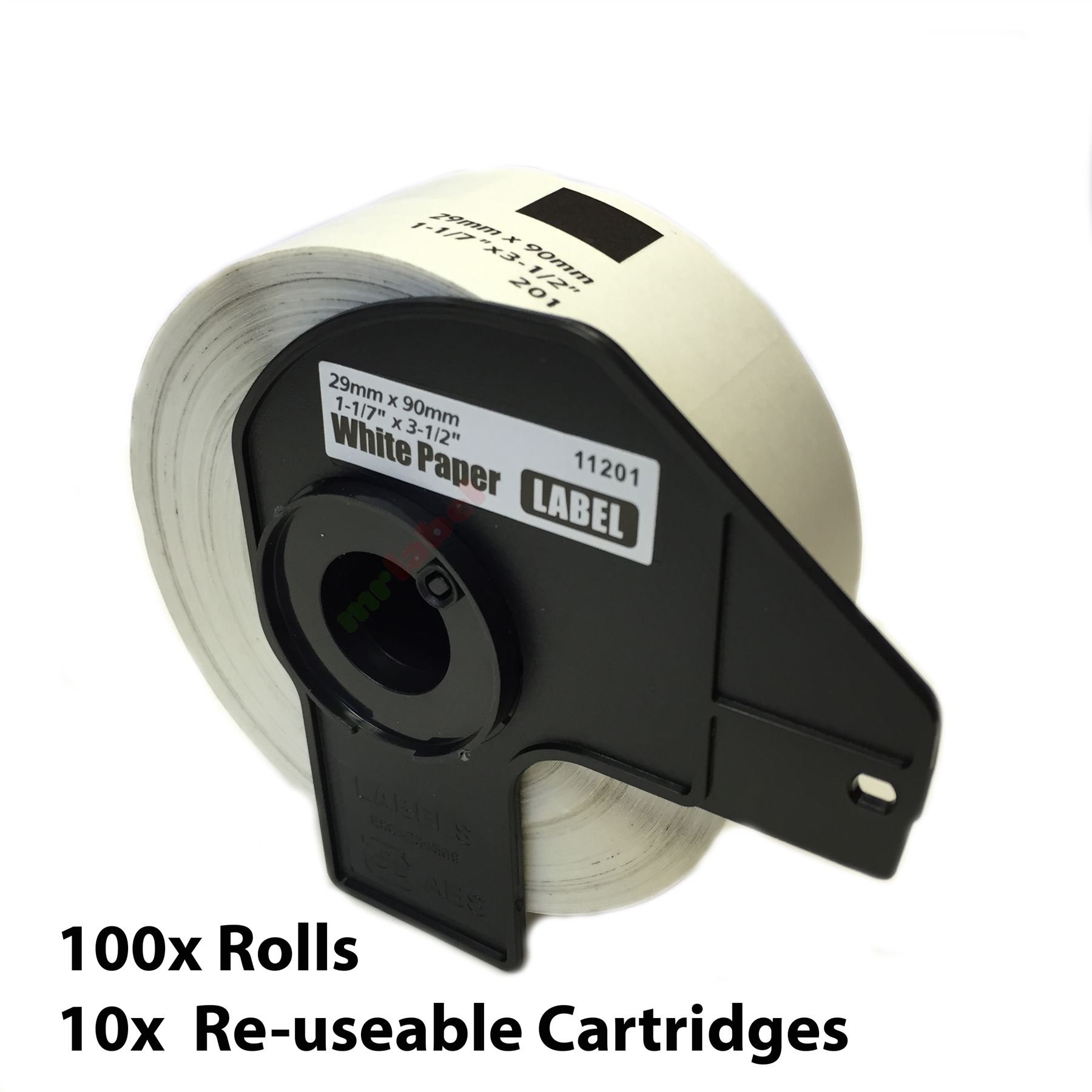Mr-Label DK-11201 - Compatible with Brother - 100x Rolls with 10x Reusable Cartridges