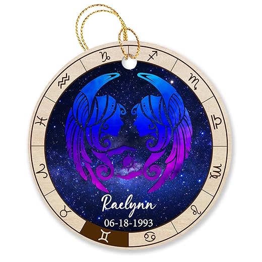 Personalized Gemini Zodiac Sign Ornament Gift for Astrology Lovers, Gemini Zodiac Icon Ornament Christmas 2023, Customized Date & Name Gemini Ornaments Xmas Tree, Gemini Horoscope Christmas Ornament