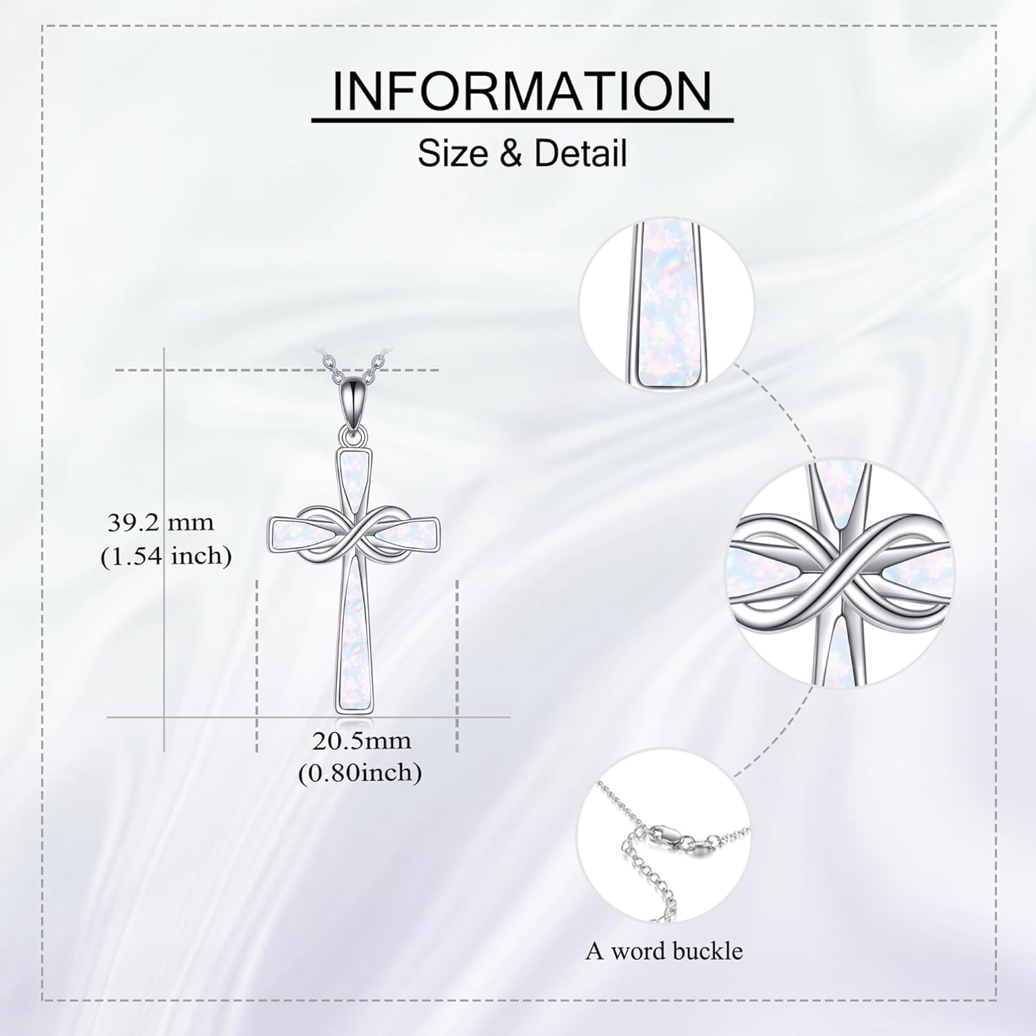 Infinity Cross Necklace S925 Sterling Silver Turquoise/Wooden/Opal/Abalone Cross Pendant Necklaces Christian Jewelry Gifts For Women - Image 4