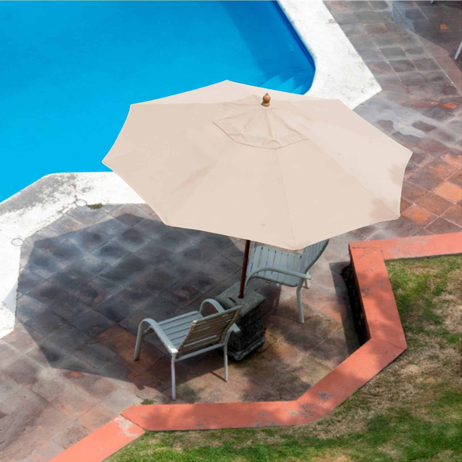 Patio Umbrella 9 ft Replacement Canopy for 8 Rib，Patio Umbrella Replacement Canopy Market Umbrella Top Fit Outdoor Umbrella Canopy（Only the top cover）