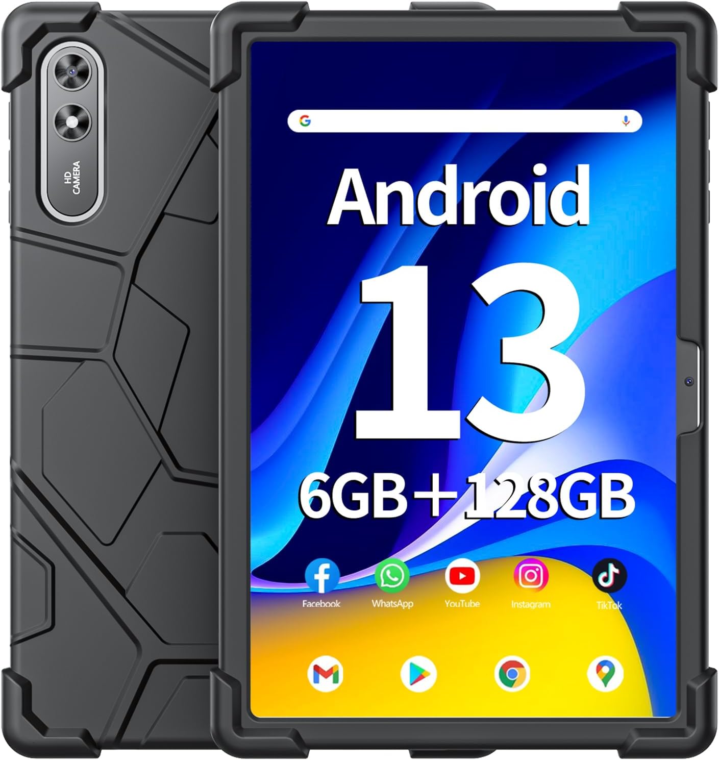 SGIN Tablet 10.51 Inch Android 13 Tablet PC 6GB RAM 128GB Storage, 1200 * 1920 FHD IPS Display, Octa-core Processor, Dual Camera(5MP+13MP), WiFi, Bluetooth, GPS, Type-C, GPS, 6200mAh Battery