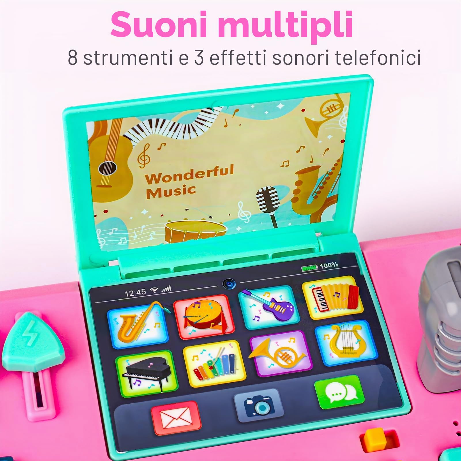 Lypsochaat Giocattolo per Bambini a partire da 1 2 3 Anni con Musica e Luce, Giocattolo Musicale per Bambini con Pianoforte, DJ Console, Giocattolo per Bambini 0-6 0-12 12-18 Mesi, Regalo per Bambini