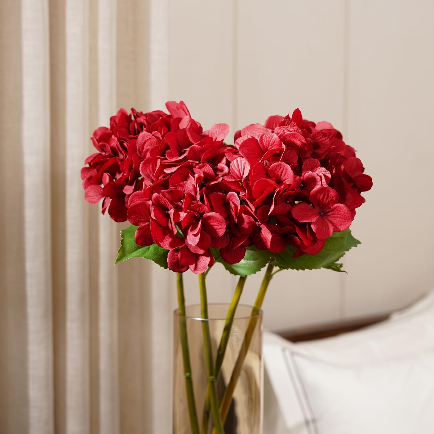Pure Home + Living Red Hydrangea Faux Flower Stem Plastic Dry Flowers Daisy Decorative Dried flowers, Wedding Floral Arrangements Home Decorations Valentine's Day Gifts, (Height- 50CM) Pack of 1-image-7
