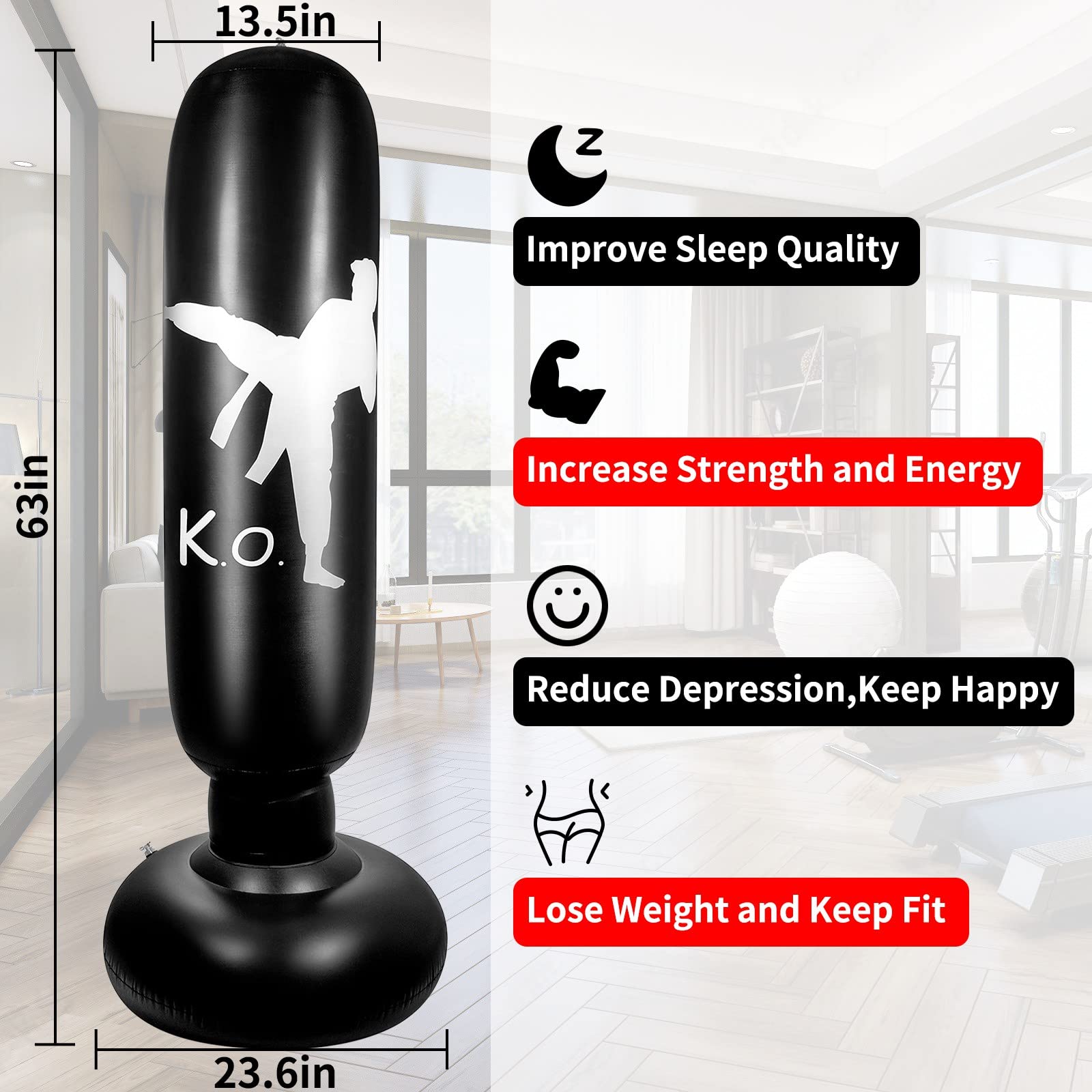 YAVOCOS Boxsack Kinder 160cm - Aufblasbarer Punchingball Für Training