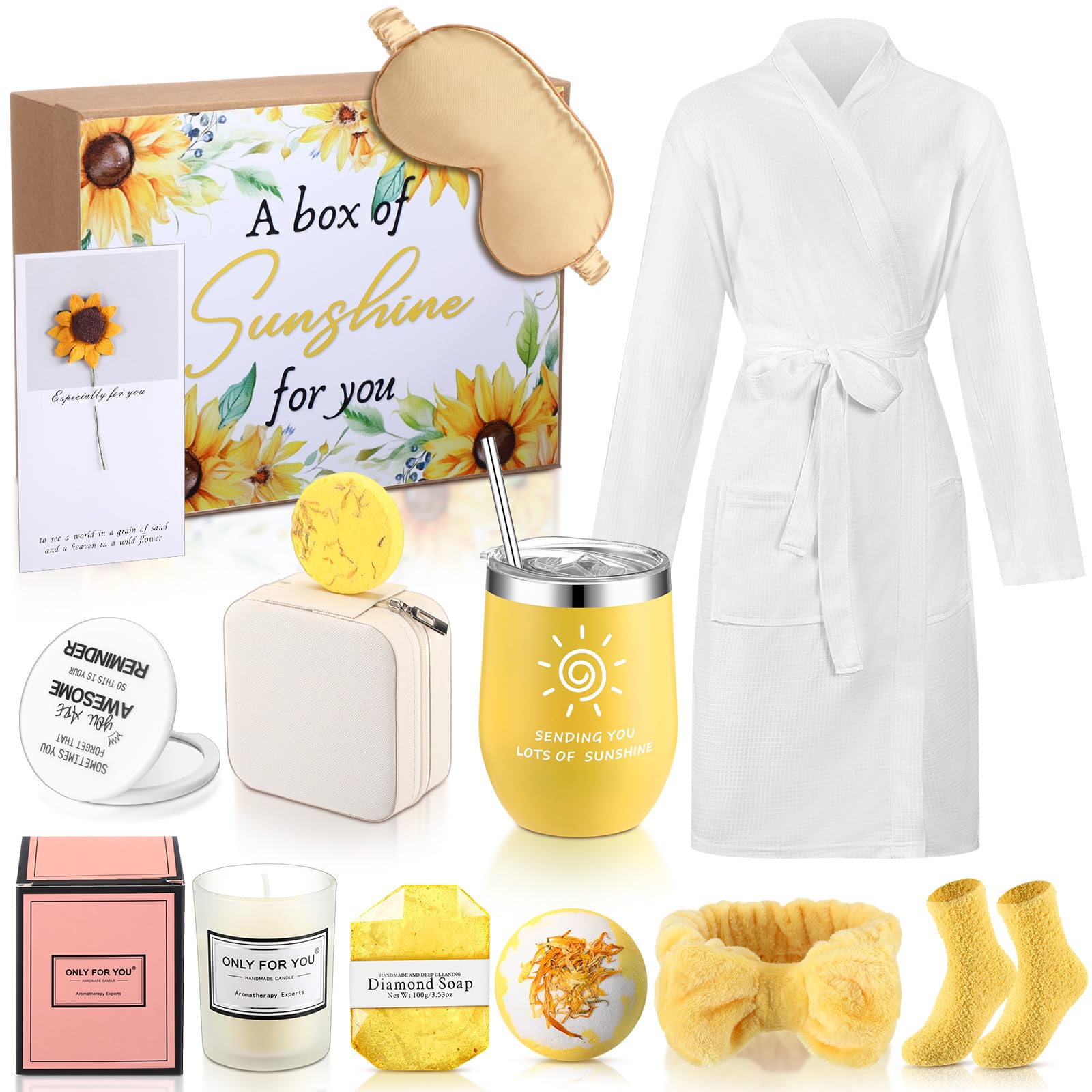 Nuogo13 Pcs Birthday Gifts for Women Mothers Day Gifts Spa Basket Set for Women Mirrors Socks Steamers Jewelry Case Bath Robe Mom nurse Girlfriend Wife