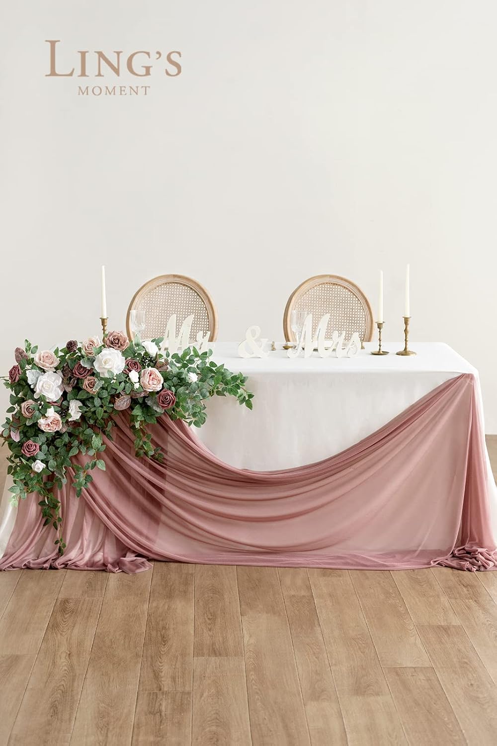 Ling's moment Artificial Rose Green Leaf Garland Greenery Vine for DIY Wedding Head Table Welcome Sign Table Centerpieces Candle Ring Fireplace Plant Leaves Garland Decor