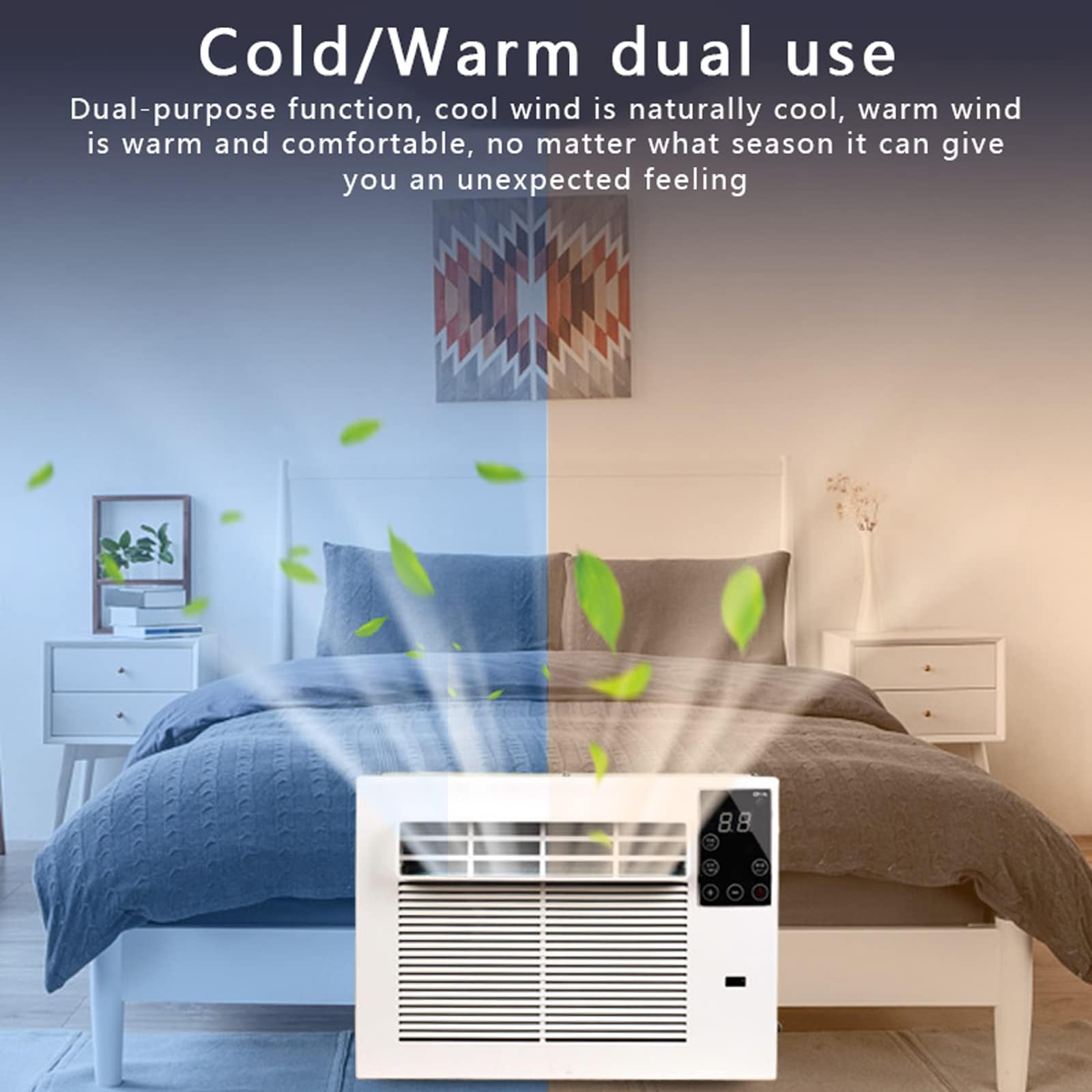 Klimatyzator Przenośny, 280W Mini Split Klimatyzator Chłodzący, Bez Urządzenia Zewnętrznego, Inteligentny Czas Rezerwacji, Klimatyzator Okienny z Pełnym Widokiem Okna, do Sypialni, Mieszkań