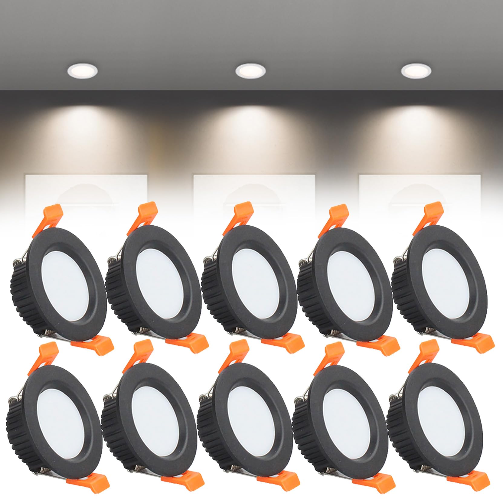 Syibelters 3W LED Recessed Ceiling Lights 68mm, Natural White 4000K 3W 240LM, Cut Φ50-55mm, AC110-240V Ultra Slim Downlights, LED Panel Light for Living Room Hallway, 10 Pack