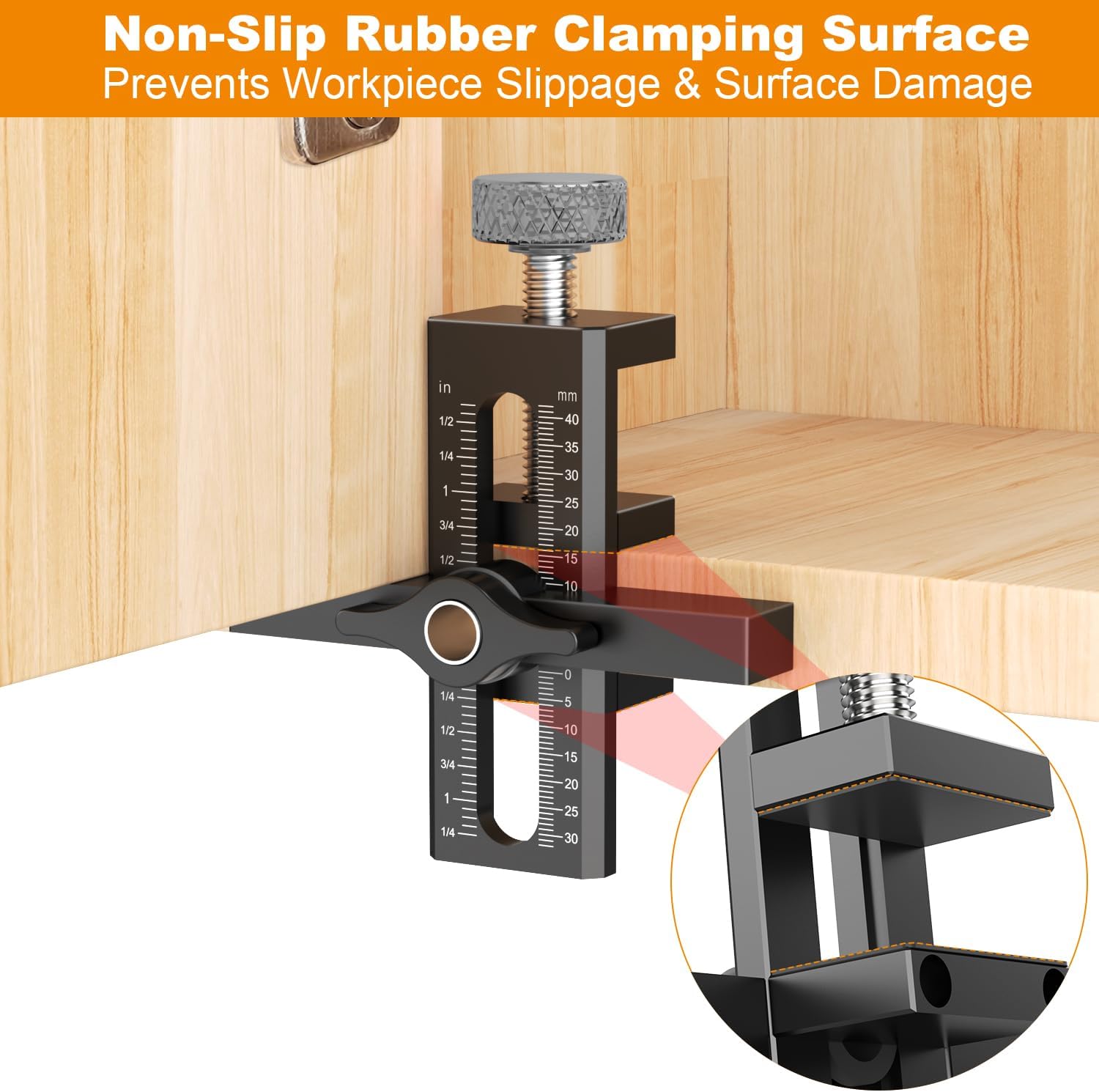 2-in-1 Cabinet Door Mounting Jig, Adjustable Cabinet Door Installation Positioner, Cabinet Door Positioning Tool Jig for Installing Frameless or Face Frame Cabinet Doors - Image 6