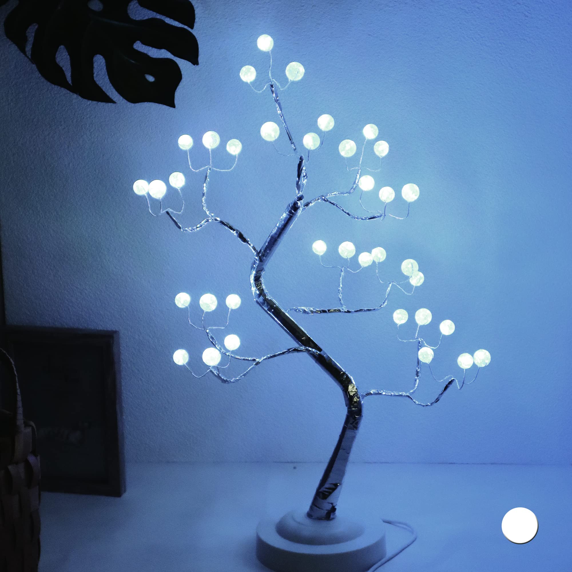 Tabletop RGB Color Changing Bonsai Tree Light,36L LED Fairy Tree Lamp,USB Battery Operated Remote Control 16 Color DIY Branches Artificial Tree,USB Battery Operated 6 Hour Timer(Crack Ball)