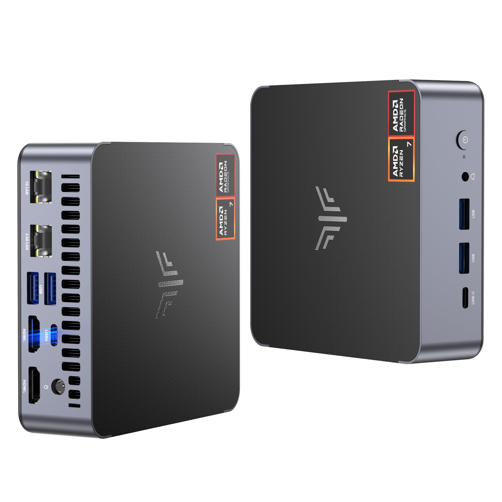 NiPoGi AM21 Mini PC АMD Ryzen 7 8745HS (8C/16T, bis zu 4,9 GHz), 16 GB DDR5 5600MHz 512 GB M.2 NVME SSD Mini Desktop Computer 𝖶-11 Pro, АMD Radeon 780M, 4K Quad-Screen-Display, 2X HDMI, DP, WiFi 6.