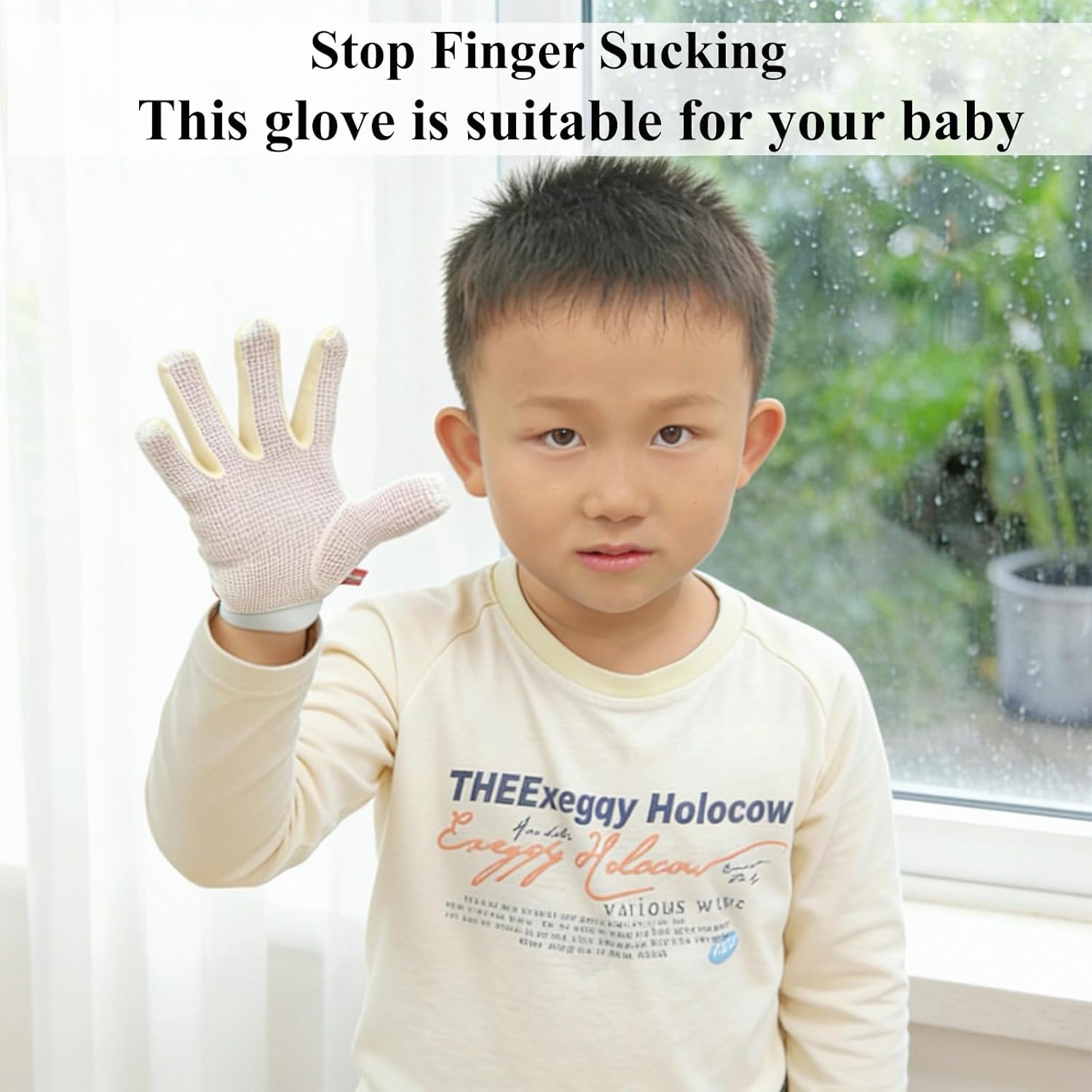 Thumb Sucking Guard Stop 5 Fingers Sucking Gloves for Baby Nail Biting Prevention Breathable Thumb Sucking Stopper Anti Finger Chewing Gloves for Kids (M)