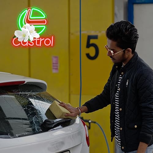 Miniatura 5 de Letrero de neón de gas de aceite, barra de mecánico de aceite de motor clásico para decoración de garaje, letreros LED de aceite de motor para