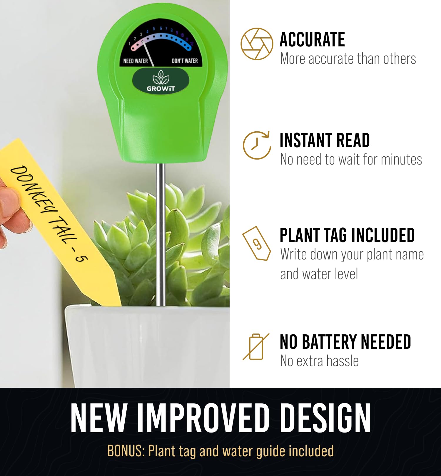 GROWIT Soil Moisture Meter For Plants Plant Moisture