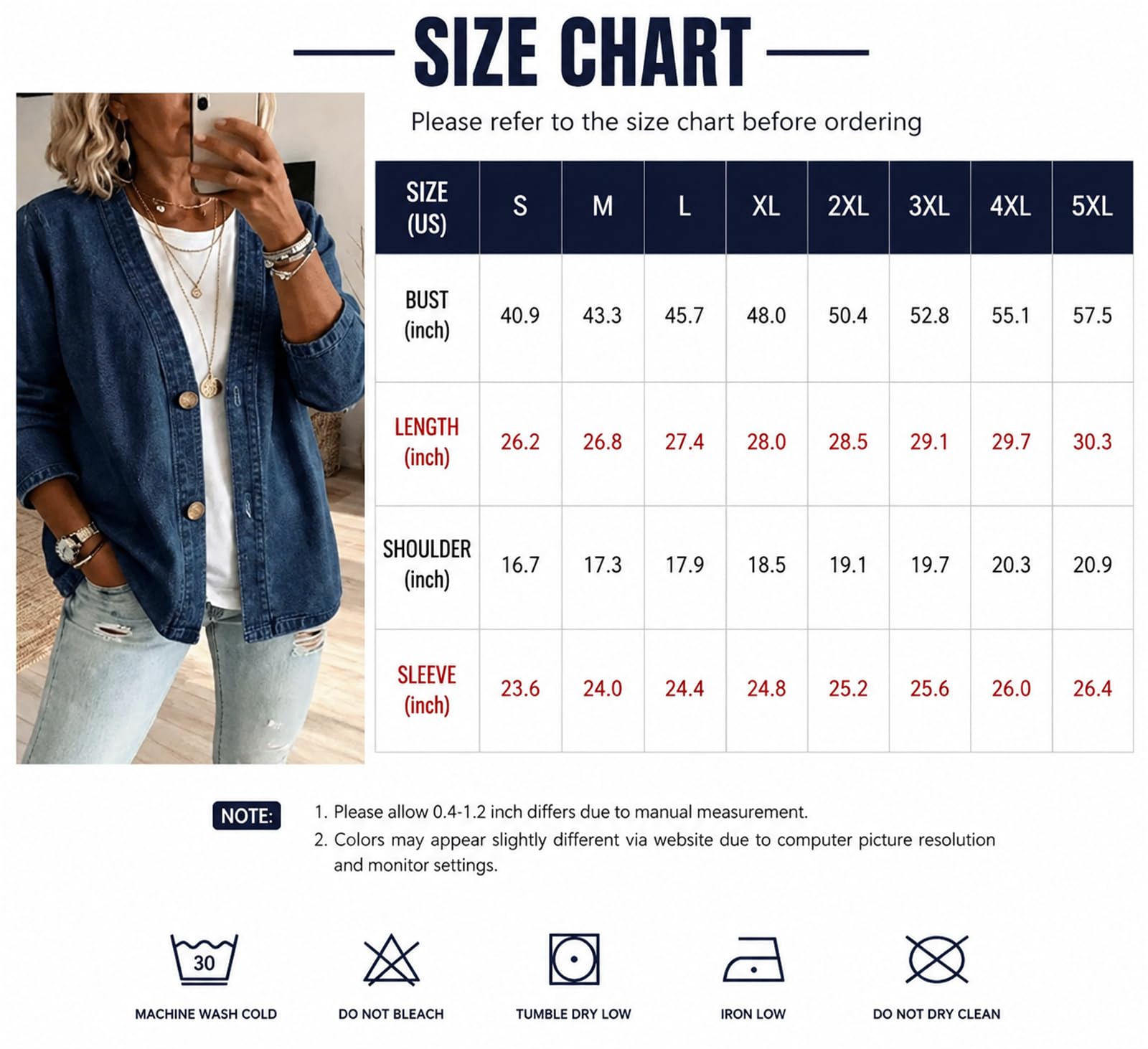 Cárdigan Vaquero clásico con Botones para Mujer | Abrigo ligero, transpirable y elástico, de corte informal y relajado, chaqueta vaquera de manga larga con cuello en V