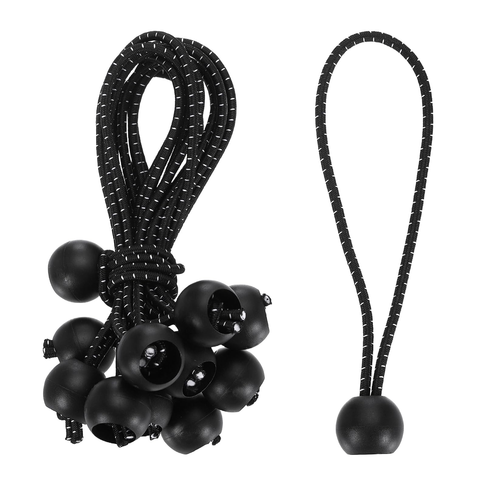 Tendeurs à boule 15,2 cm PATIKIL noir et blanc pour bâche et auvent de camping | Lot de 30