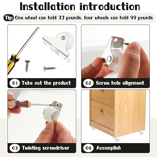 Miniatura 10 de Maitys 1 ruedas pequeñas rígidas no giratorias fijas con placa superior de metal, mini ruedas de plástico de polipropileno duro para muebles,