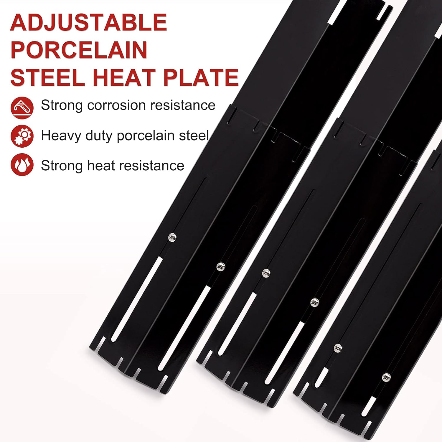 Universal Adjustable Grill Heat Plates/Heat Tents/Burner Covers/Heat Deflectors/BBQ Grill Heat Shields/Grill Cover Plates/Grill Diffuser for Gas Grill, Porcelain Steel Grill Replacement Parts (4-Pack) : Patio, Lawn & Garden