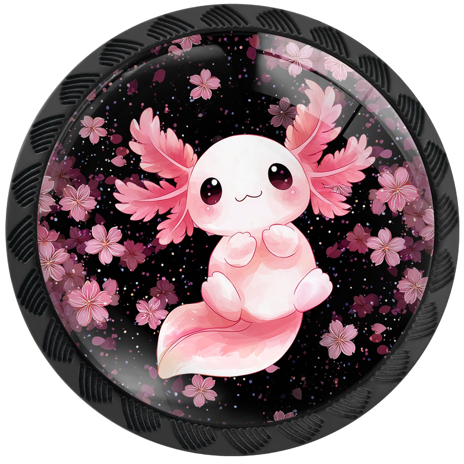 Artinhand 4 Pack Pink Axolotl Cabinet Knobs for Kitchen Bathroom