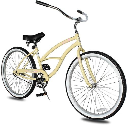Vista 11 de MICARGI Bicicleta híbrida para adultos de 24/26 pulgadas, bicicleta híbrida de 1/7 velocidades para mujeres, hombres, personas mayores, bicicleta