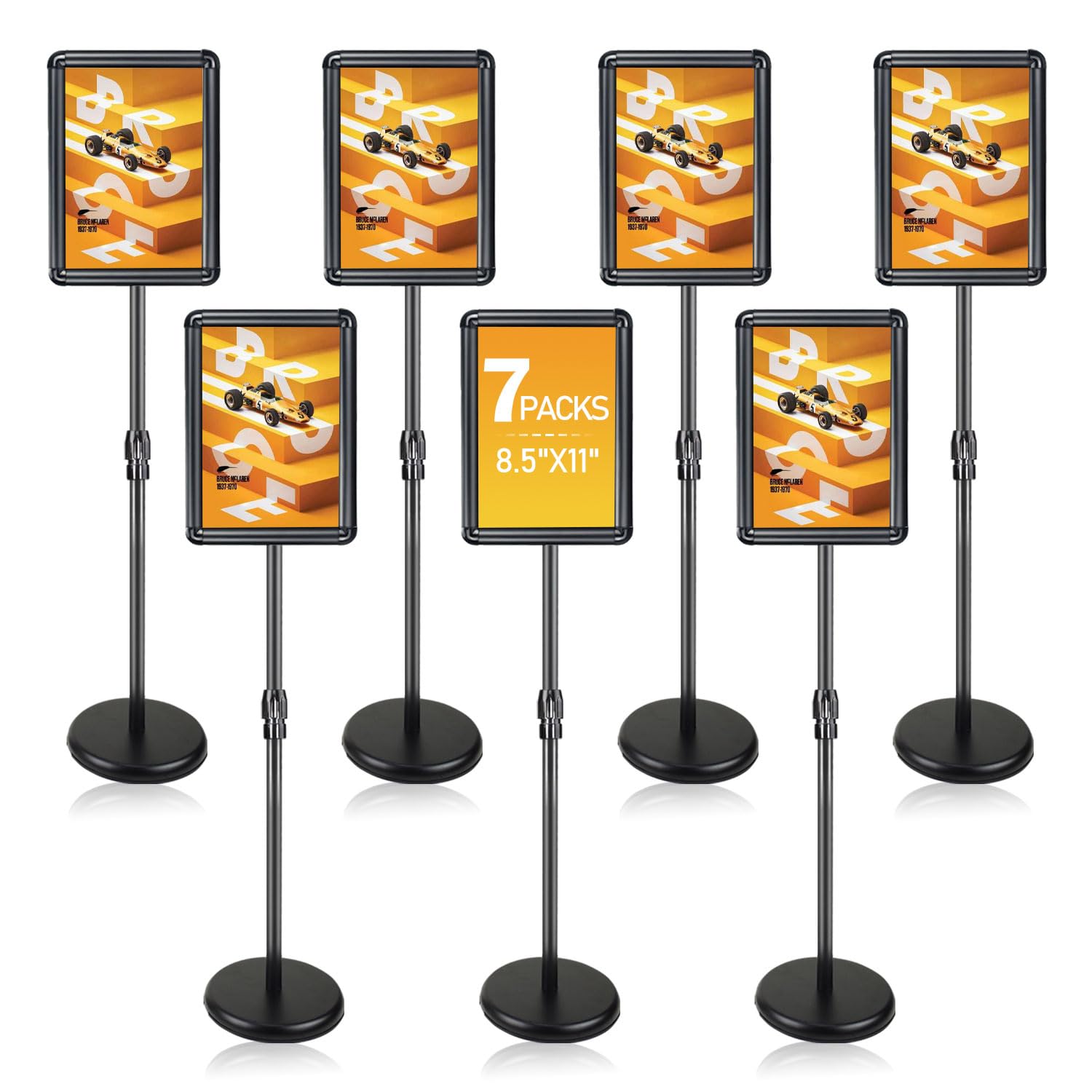 7 Pack 8.5*11 Sign Holder Stand w/ Safety Corner, Standing, Black