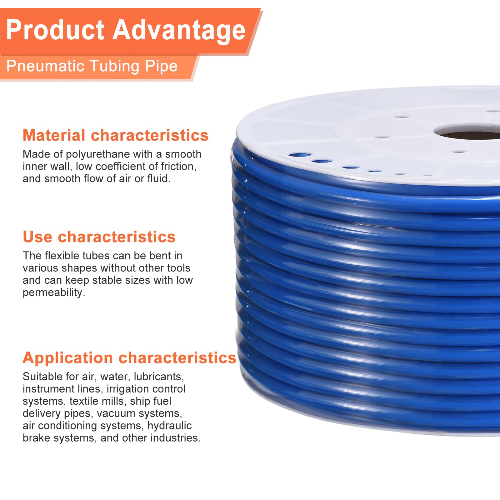QUARKZMAN 90 Meter PU Pneumatikschlauch 10mm x 6.5mm (Außen-Ø x Innen-Ø) Pneumatic Polyurethane Schlauch Flexibel Druckluftschlauch Wasserschlauch Fluidtransfer Luftkompressor Blau