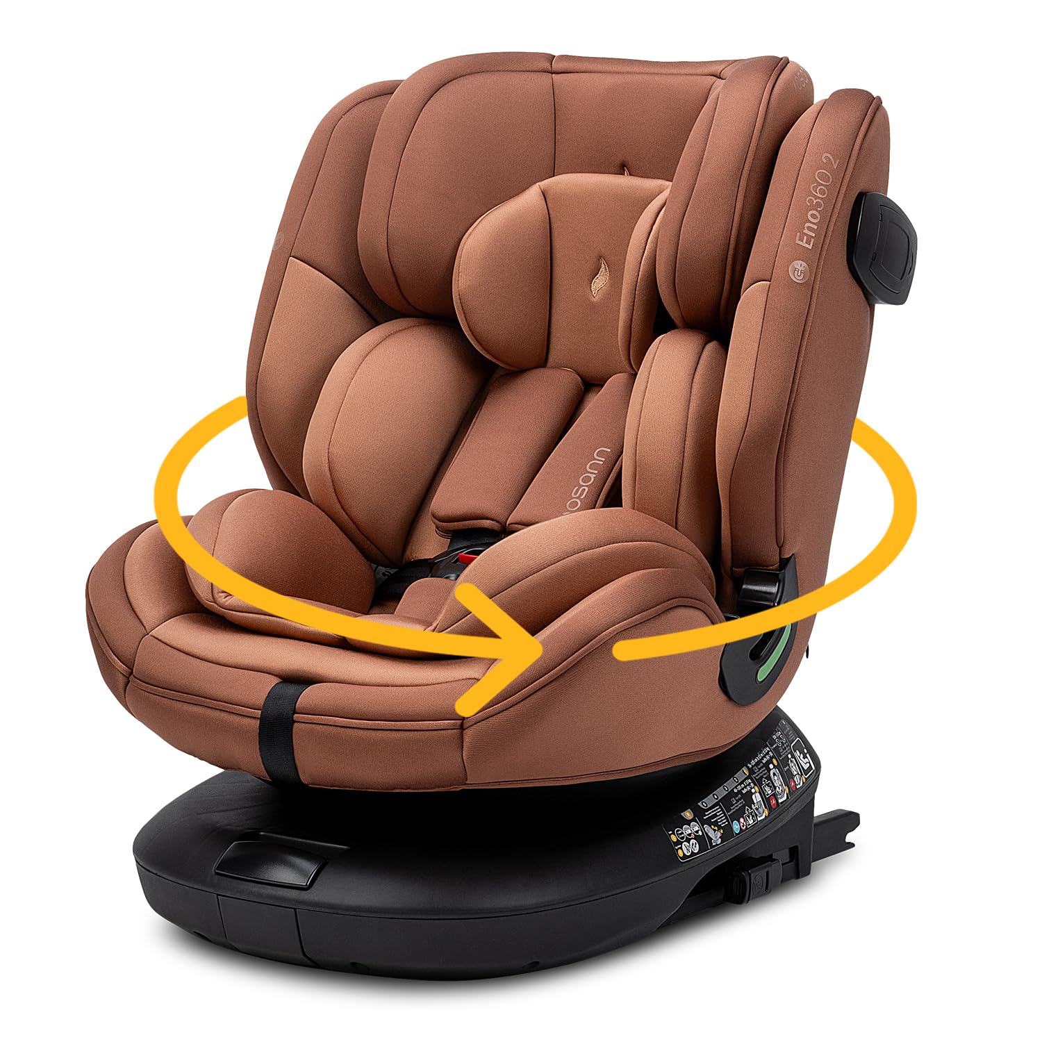 Osann Eno360 2 – 360 Grad drehbarer Kindersitz 40-150 cm, mitwachsender Reboarder mit Isofix, i-Size Kinderautositz ab Geburt – Caramel