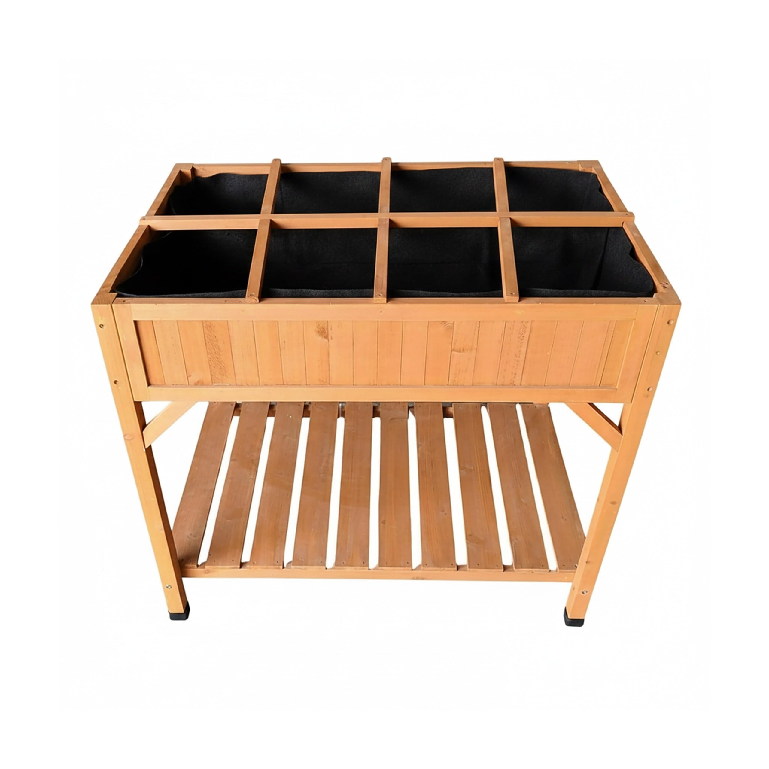 Jardinière surélevée Relaxdays, 8 Compartiments, Tablette, HxLxP 81,5×91×62 cm, Balcon/terrasse, Sapin, Orange