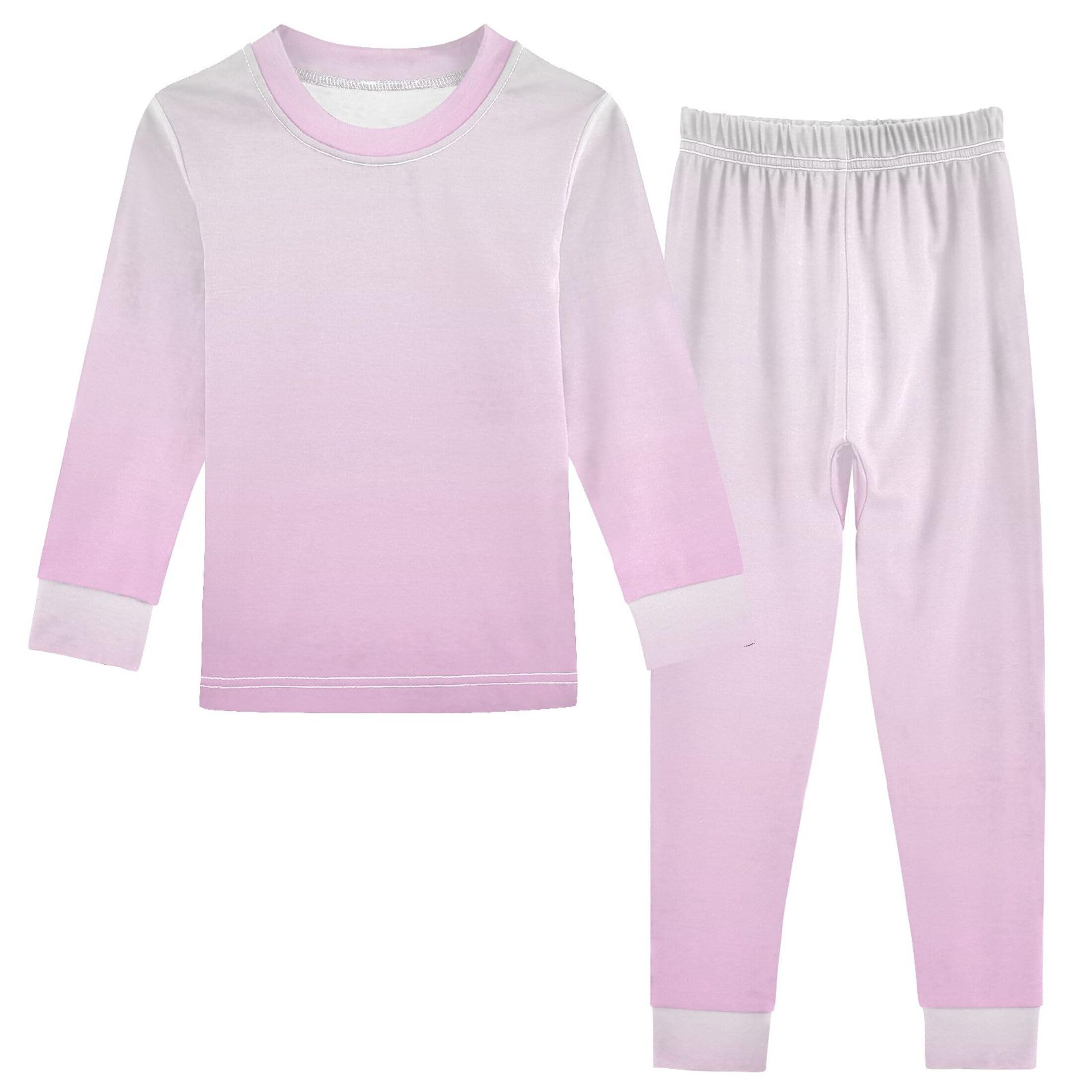 Gradient Pink Purple Long Sleeve Pajamas Set Sleepwear Jammies 2pcs Set Pjs Gradient Pink Purple