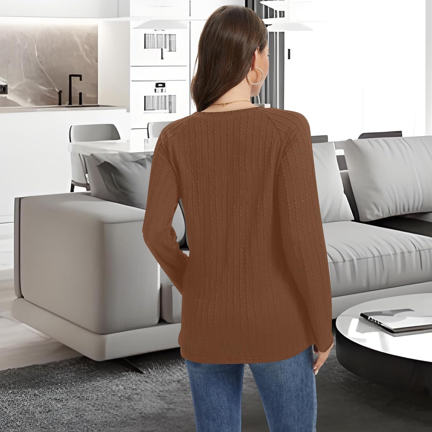 Women's Long Sleeve Tunic 2026 Blouses Knit Sweater Casual Basic Shirts Tee Shirts Tops - Image 4