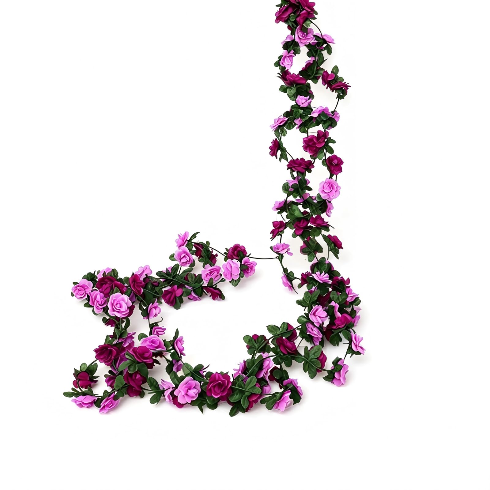 2 Pack Light Lilac & Deep Rose Purple Artificial Rose Vine for Home Decor