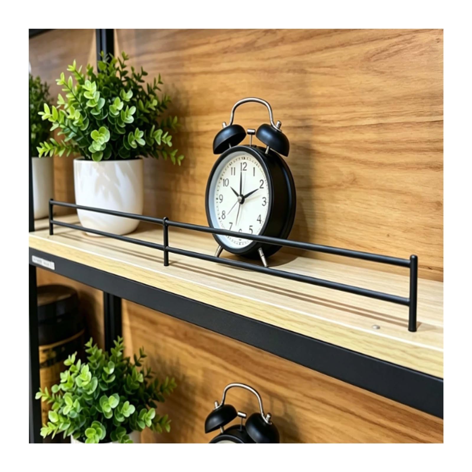 HHJFSP Black 304 Stainless Steel Shelf Guardrail, 23.6" Adjustable Metal Bar for Kitchen Pantry Storage, 2-Tier Anti-Fall Protection(39.4″(100cm) L,2″(50mm) H)