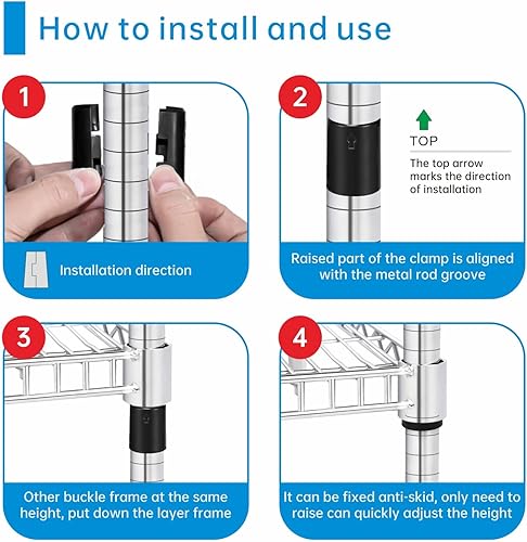 Miniatura 6 de Paquete de 52 clips de alambre para estantes, clips de bloqueo de estante negros para estantes de poste de 34 pulgadas, fundas de plástico de