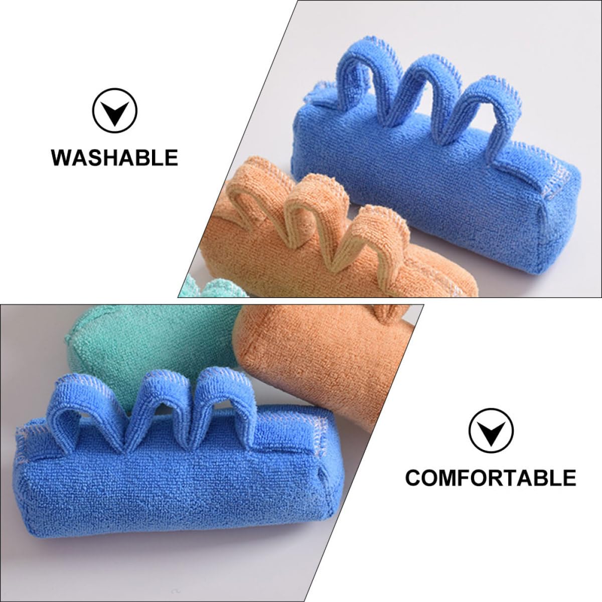 CALLARON Separador de Dedos Fácil de Limpiar Azul de Tejido Reutilizable Ergonómico para Rehabilitación de Mano en Mayores y Pacientes Encamados
