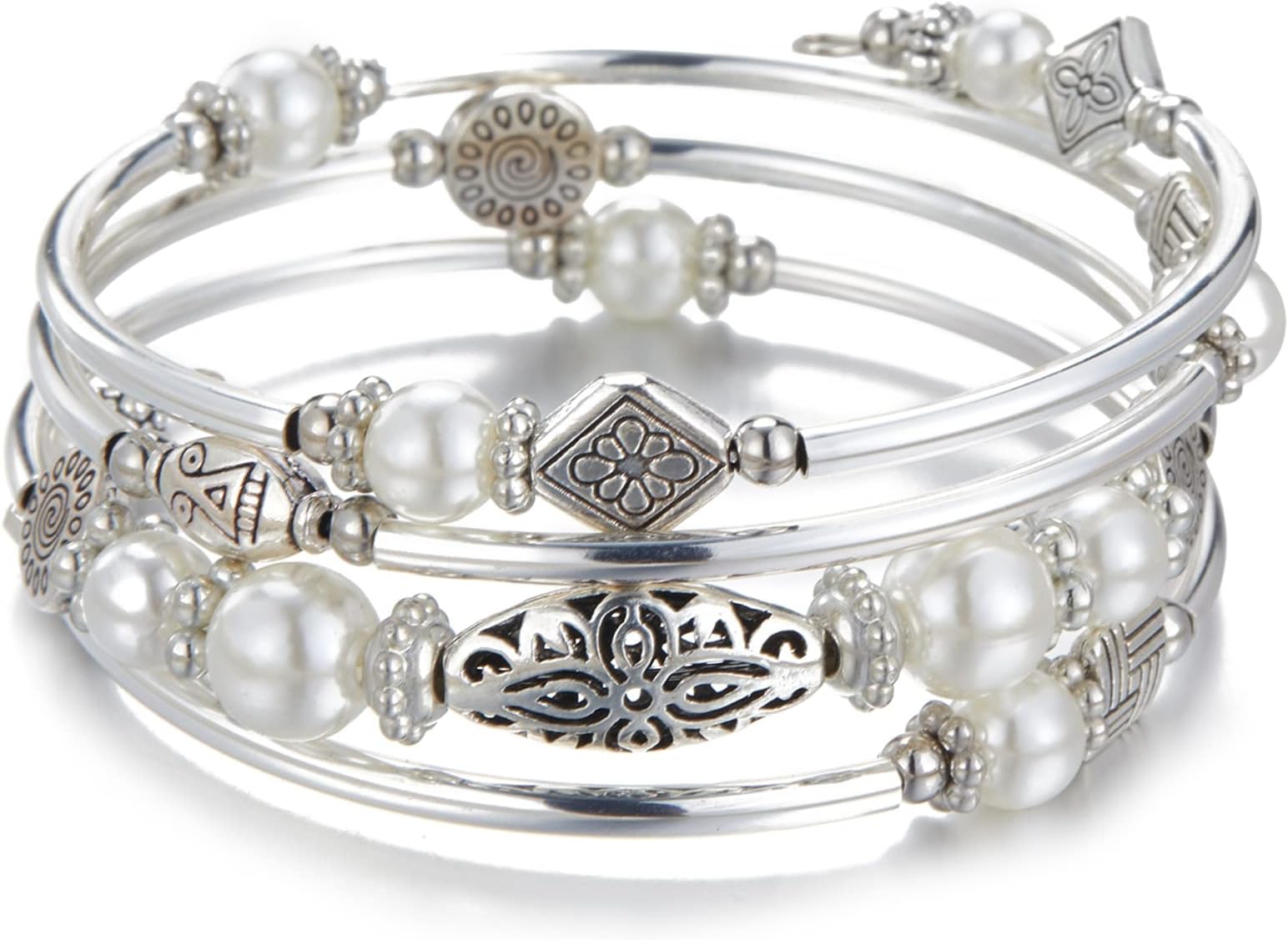 Layered Wrap Bangle Turquoise Bracelet - Bead Bracelet with Natural Agate Stone, Gifts For Women