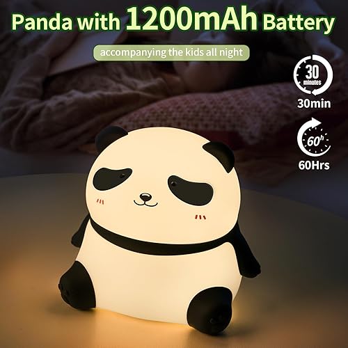 Miniatura 4 de Luz nocturna de panda, luz blanda para niños, luz LED de noche para habitación de niños, 3 niveles regulables, luces nocturnas para lactancia